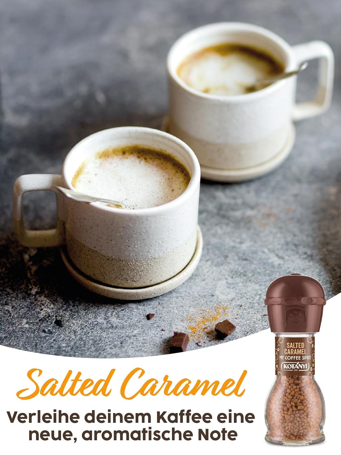 Topping al caffè al caramello salato Kotanyi | feiner Caramellgeschmack, confezione da 4 (4 x 65 g)