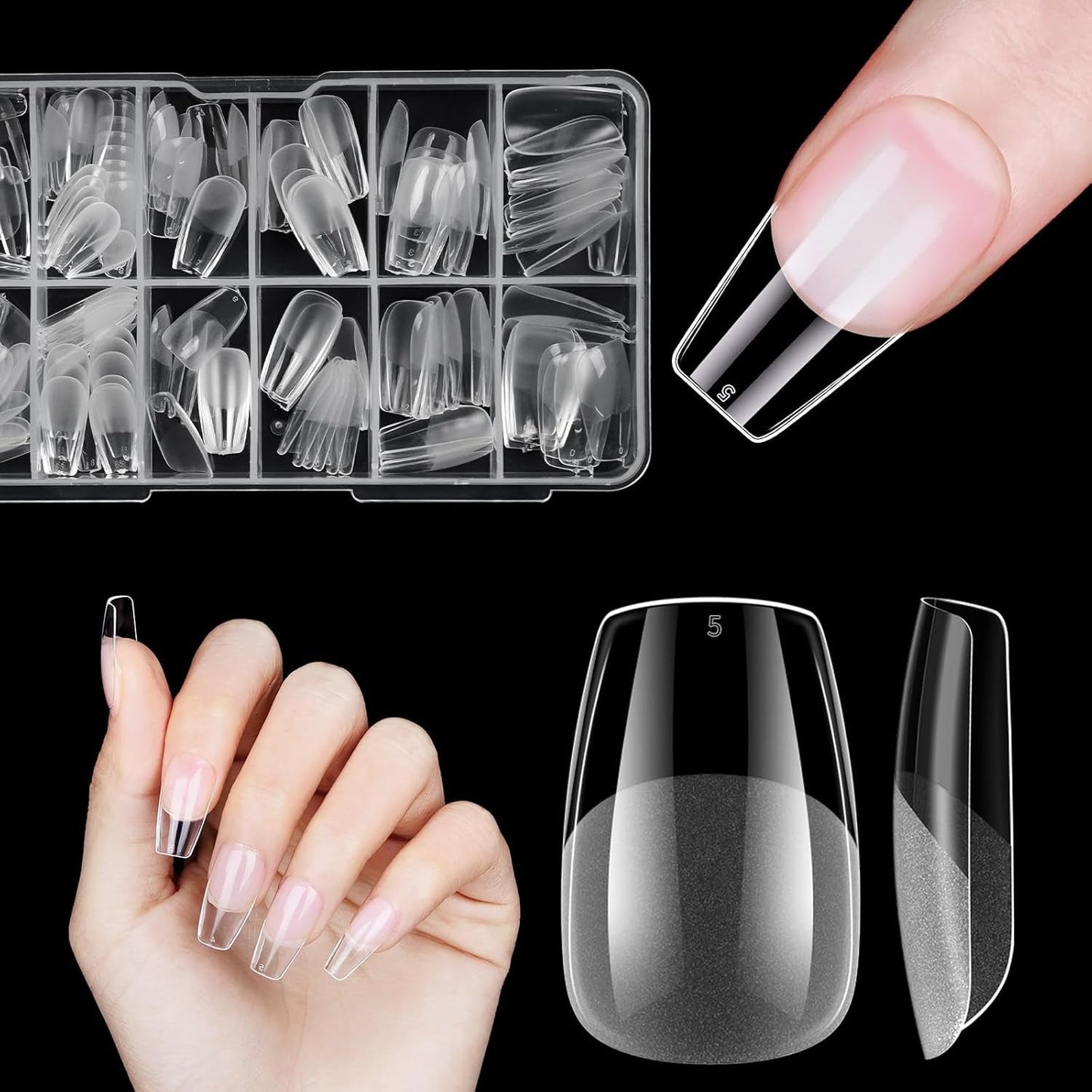 Unghie finte corte Ballerina 120 pezzi Colla su 12 misure Unghie artificiali corte Gel morbido Copertura completa Punte per unghie per unghie corte in gel S
