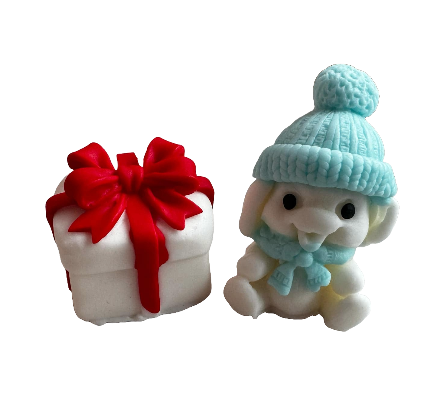 Set di 2 decorazioni commestibili in pasta di zucchero, Emozione di regali, Decorazioni per ragazzi in Pasta di Zucchero Naty Shop