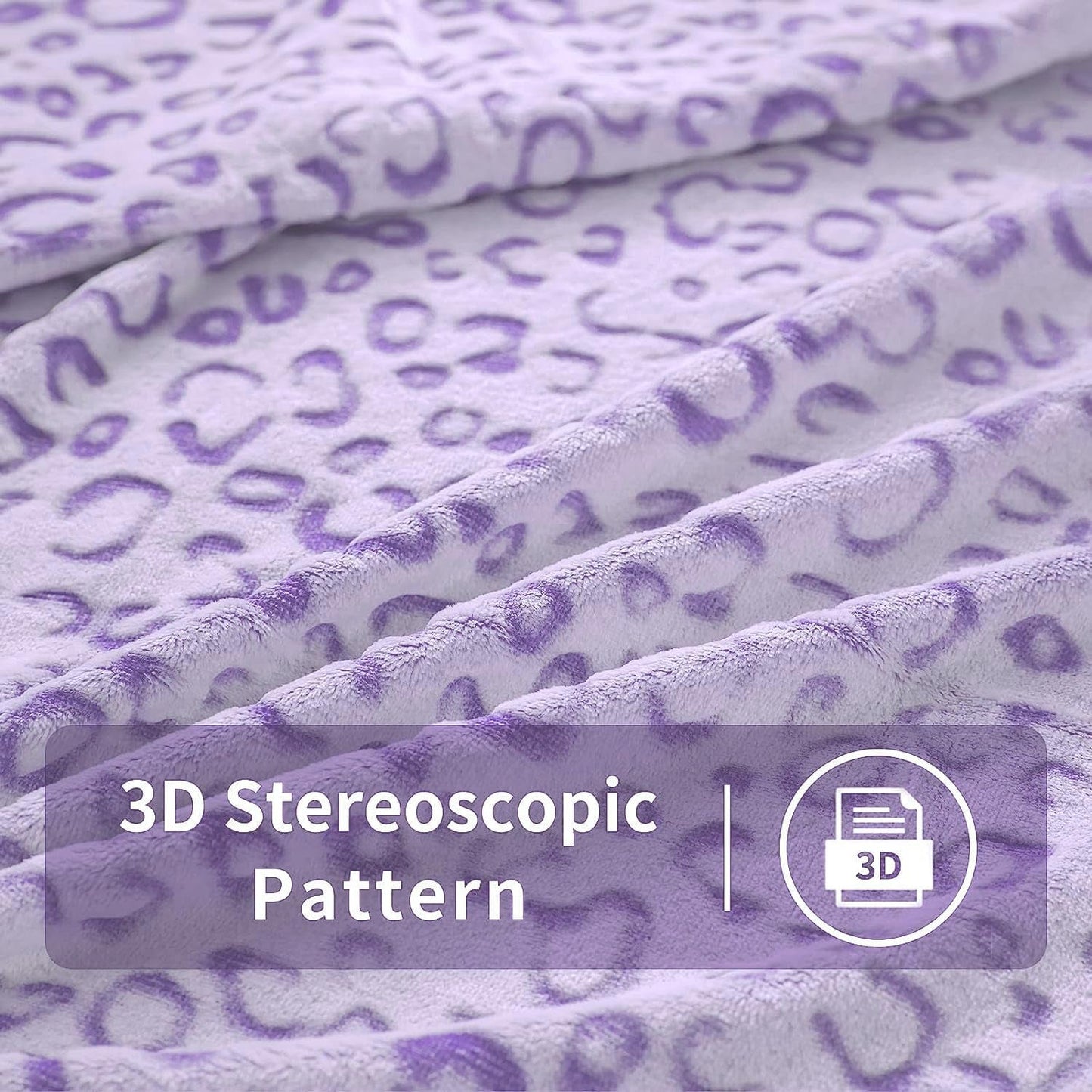 FY FIBER HOUSE plaid in pile flanella, coperta in microfibra con stampa ghepardo 3D, 228 X 274 cm, viola Piumini e trapunte Naty Shop