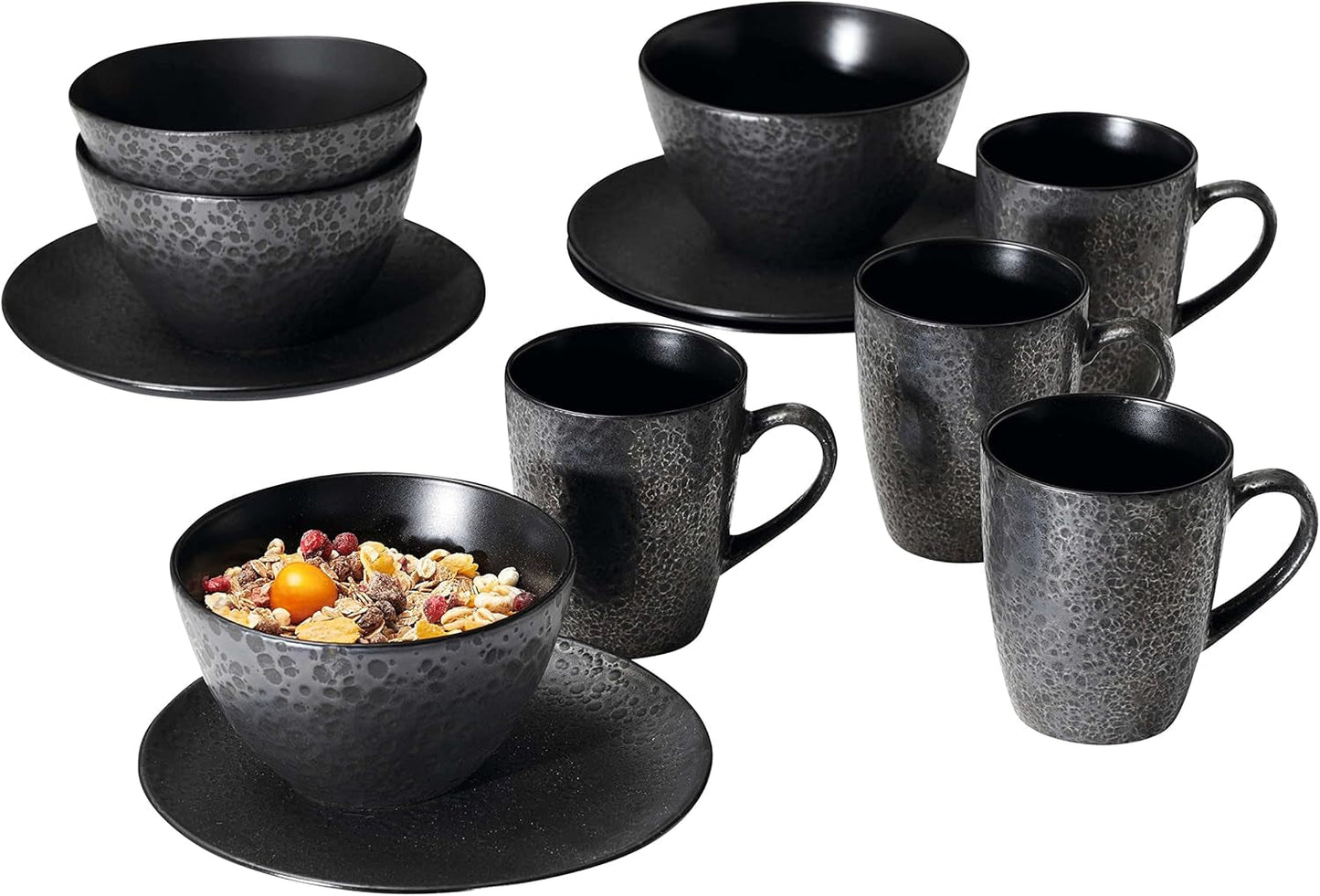 Ritzenhoff & Breker Kitwe Set da colazione, 12 pezzi, nero