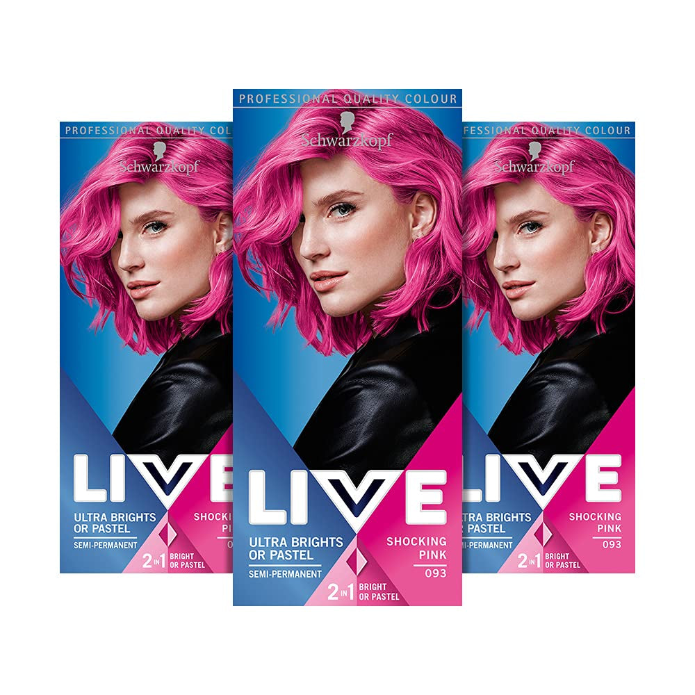 Confezione da 3 tinture per capelli Live Ultra Bright o Rosso Pastello. Colore semipermanente che dura fino a 15 lavaggi - 092 Pillar Box Red Naty Shop Confezione da 3 tinture per capelli rosa pastello (confezione da 1)