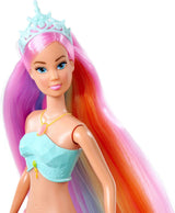 Steffi Love Magic Rainbow Sirena, Bambola Sirena con Funzione di Luce Magica Arcobaleno e Capelli Extra Lunghi, 39 cm, dai 3 Anni in su