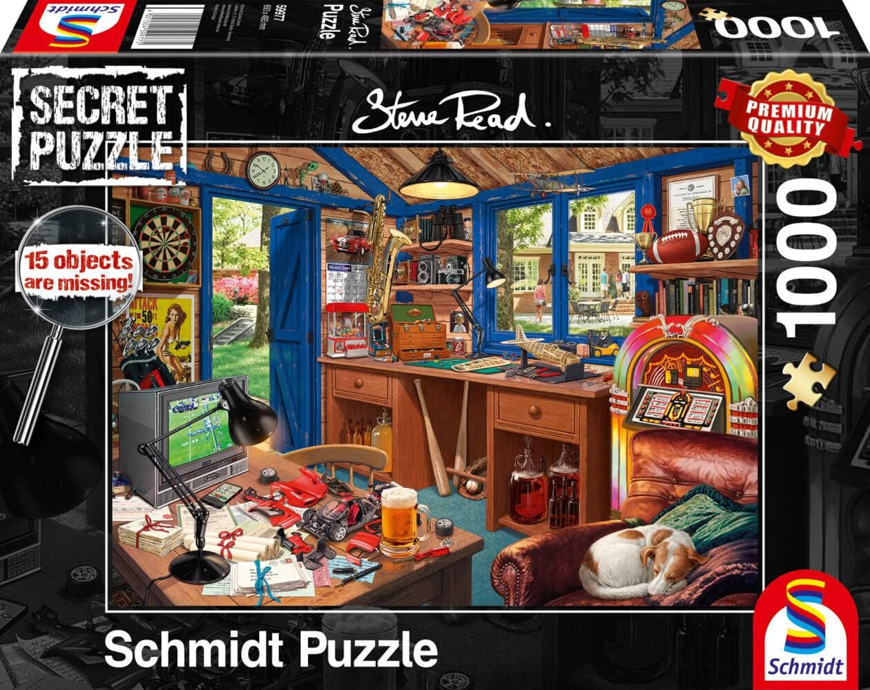 Schmidt Spiele 59977 Secret Puzzle Father's Workshop Puzzle da 1000 pezzi Naty Shop Titolo predefinito