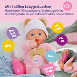 Baby Born Rosie bambola morbida 30 cm con 6 suoni e biberon, rosa