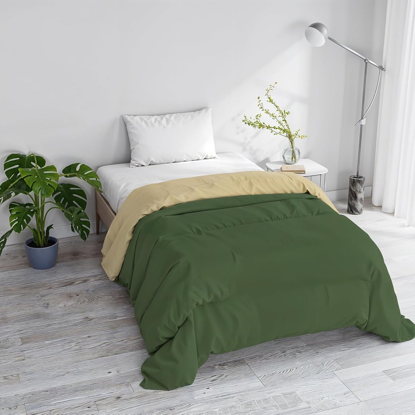 Trapunta invernale basic, tinta unita e foderata, verde scuro/crema, 200X245Cm Trapunte e trapunte Naty Shop Verde scuro/crema 200X245Cm