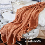 CREVENT Coperta lavorata a maglia color ruggine per divano, poltrona, letto, decorazioni per la casa, morbida, calda, accogliente, leggera, primavera estate autunno (127,8 x 152,4 cm caramello/marrone/arancio bruciato) CREVENT Letti e coperte