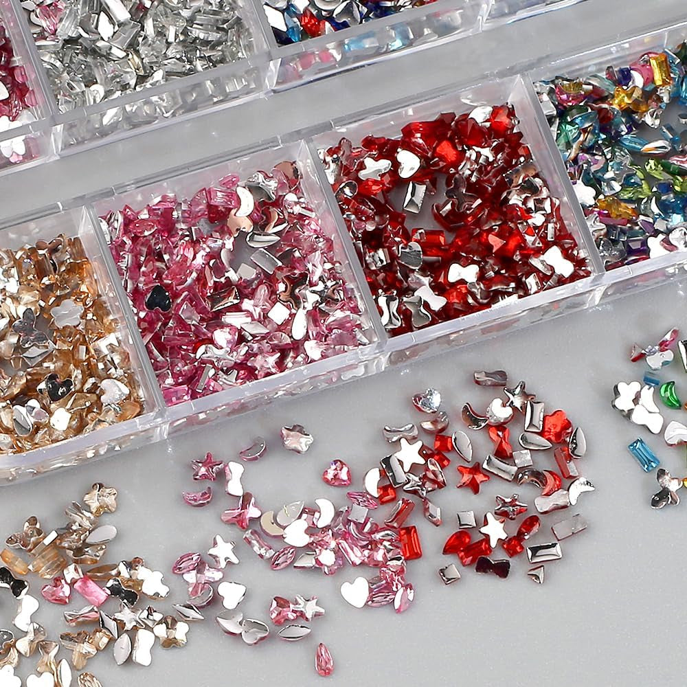 2000 pezzi Bunte Strasssteine ​​​​Nägel Glitzersteine ​​​​Ciondoli per unghie Nail art Edelsteine ​​​​Nagel Steine ​​​​Glitzer Steine ​​​​Nagel Charms Nägel Zubehör Kristalle Diamant Nageldesign Strass Nail Art Strass Nail Gems