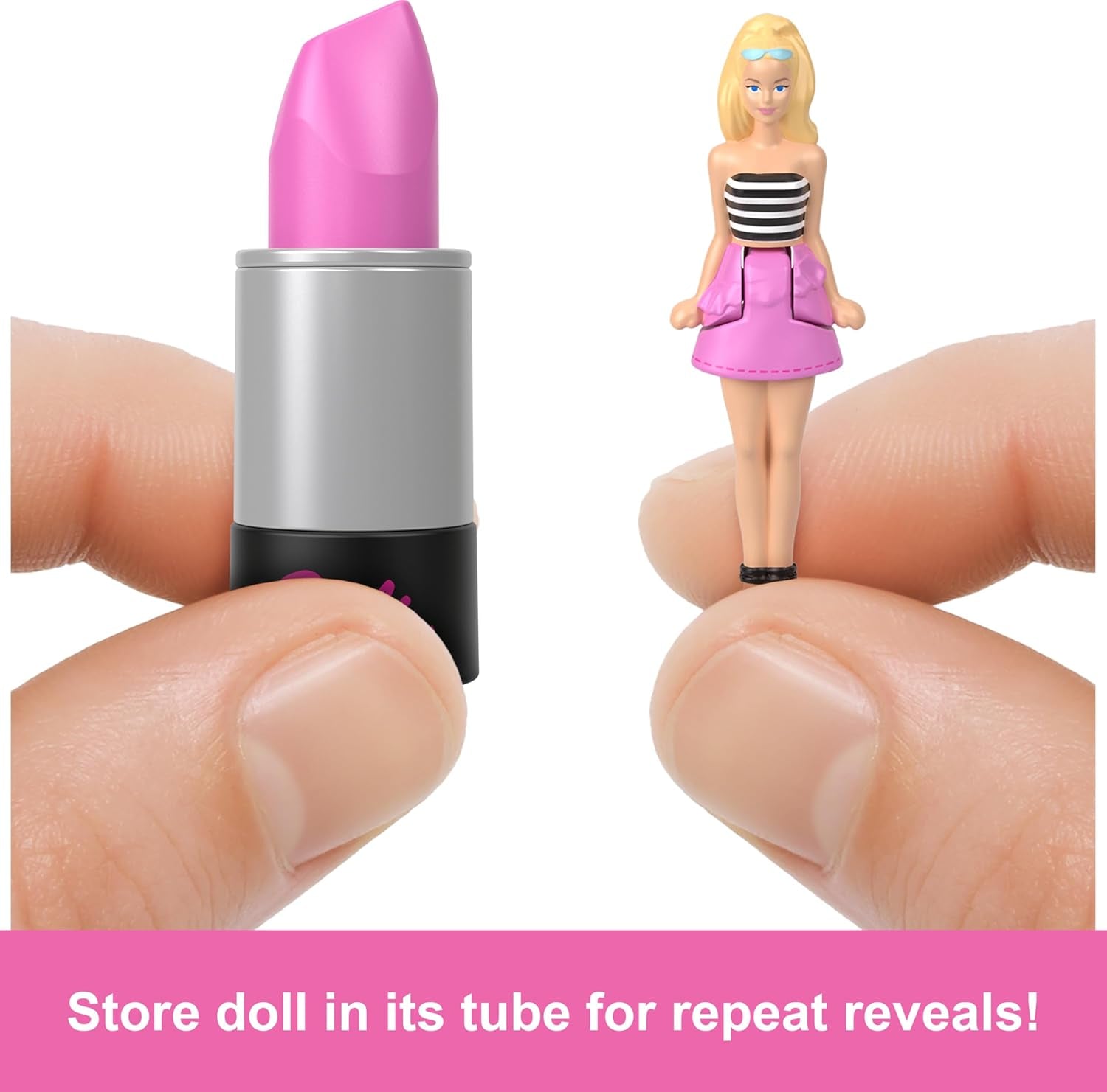 Barbie Mini Barbieland Set di 5 bambole Fashionistas, ca. Set collezione a sorpresa di mini bambole alte 3,8 cm con maniche di rossetto (gli stili possono variare), JBD26 Naty Shop Dolls