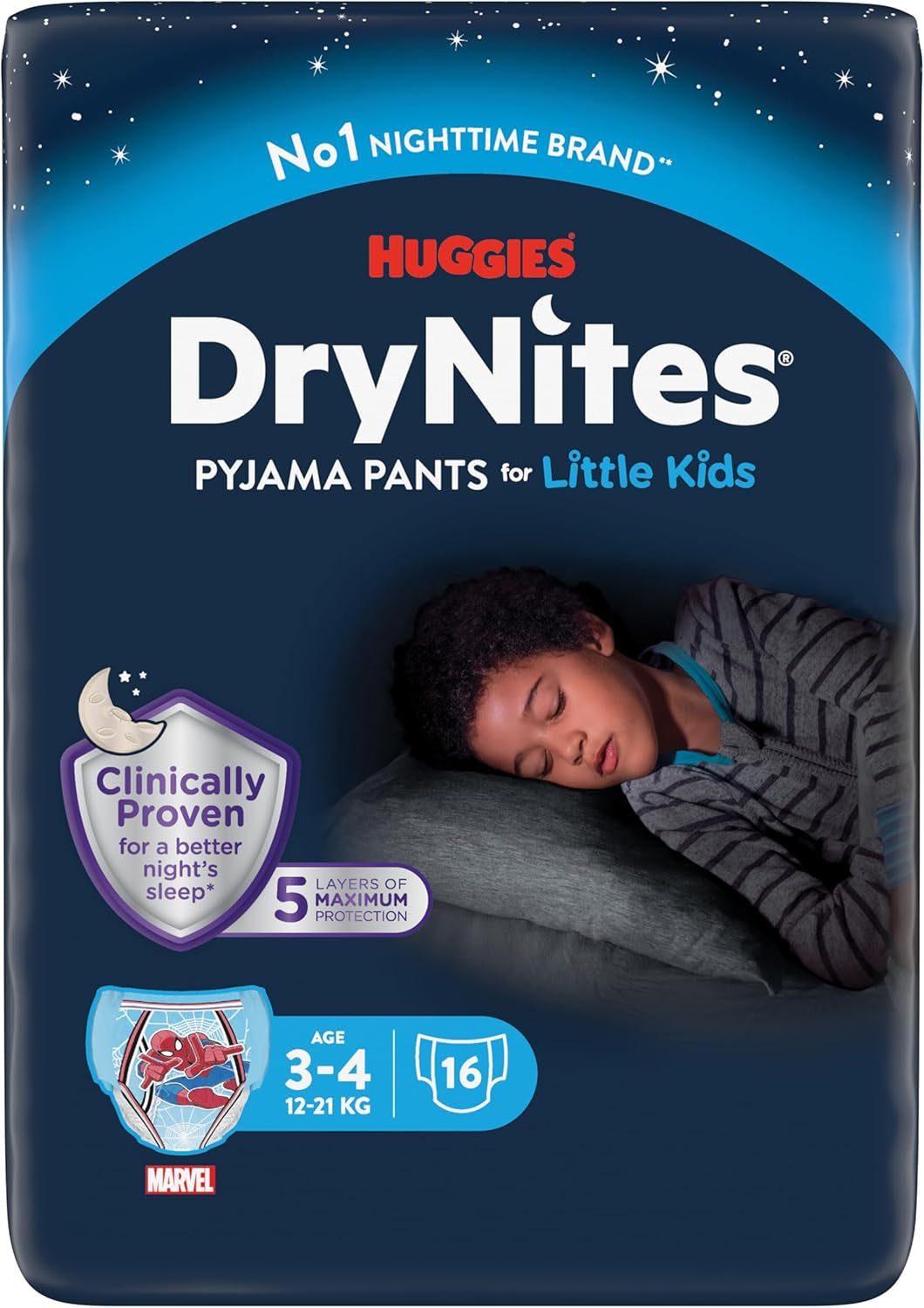 Huggies DryNites Pannolini per pipì notturna, Ragazzi 13-17 anni circa (48-60 kg), 33 pezzi (3x11), confezione mensile Jumbo, slip XL
