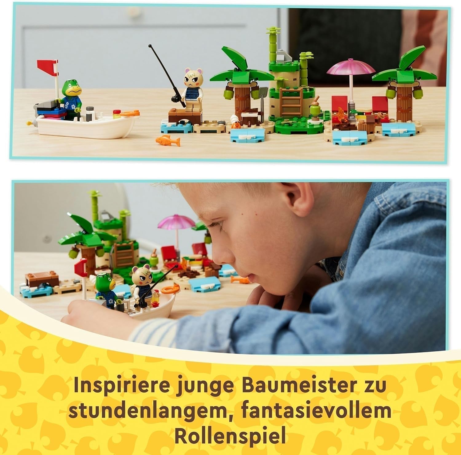 LEGO Animal Crossing Käptens Island Boat Tour, giocattolo creativo per bambini con 2 minifigure della serie di videogiochi incluso Huschke, regalo per ragazze e ragazzi a partire da 6 anni 77048 Set da costruzione Besuche den LEGO-Store
