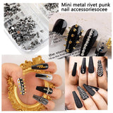 Mini Metall Nieten Punk Nail Charms Oro Argento Strasssteine ​​​​Nägel Charm Kegel Spikes Nagelschmuck Glitzersteine ​​​​Borchie per nail art Nagel Steine ​​​​Legierung Nagelanhänger Strass Nageldesign Zubehör