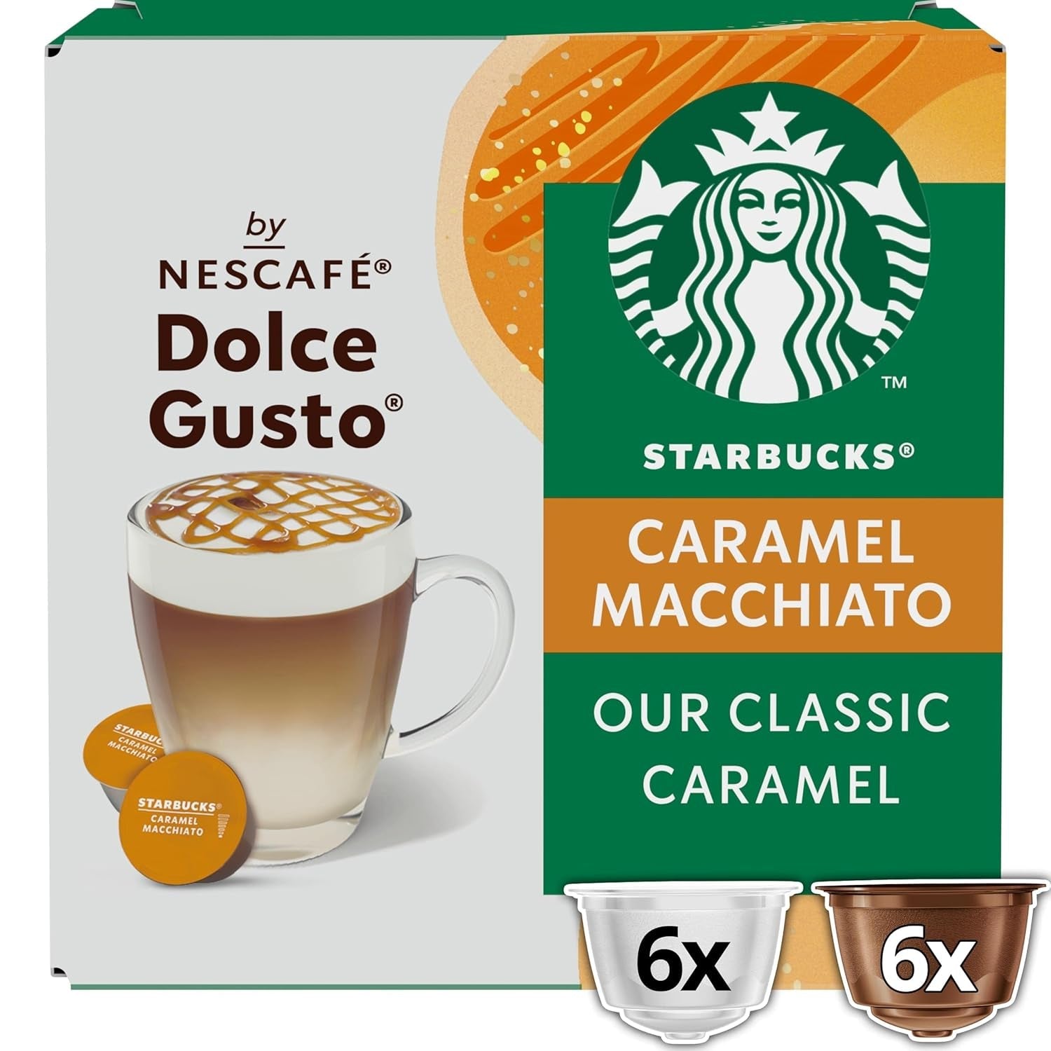 STARBUCKS Caramel Macchiato di Nescafé Dolce Gusto Kaffeekapseln 6 x 12 (72 Capsule)