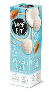 Praline al cocco senza zucchero con mandorle, Feel FIT, senza zuccheri aggiunti, 17% proteine, 63 g