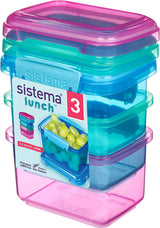 Sistema di contenitori per panini per il pranzo | 450ml| Lunch box impilabile ed ermetico con coperchio | per bambini e adulti | senza BPA | colori misti | 3 pezzi Contenitori per alimenti Naty Shop 3 X 400 Ml