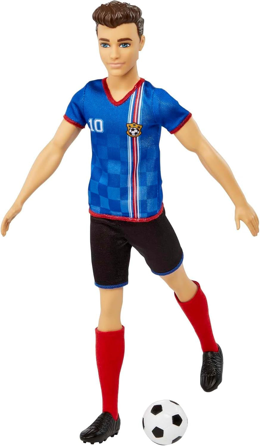 Barbie Serie You Can Be Anything bambola Ken calciatore capelli castani bambola Ken maglietta blu calcio 1X bambola Ken calciatore regalo per bambini 3 anni giocattoli Hcn15 Naty Shop Dolls