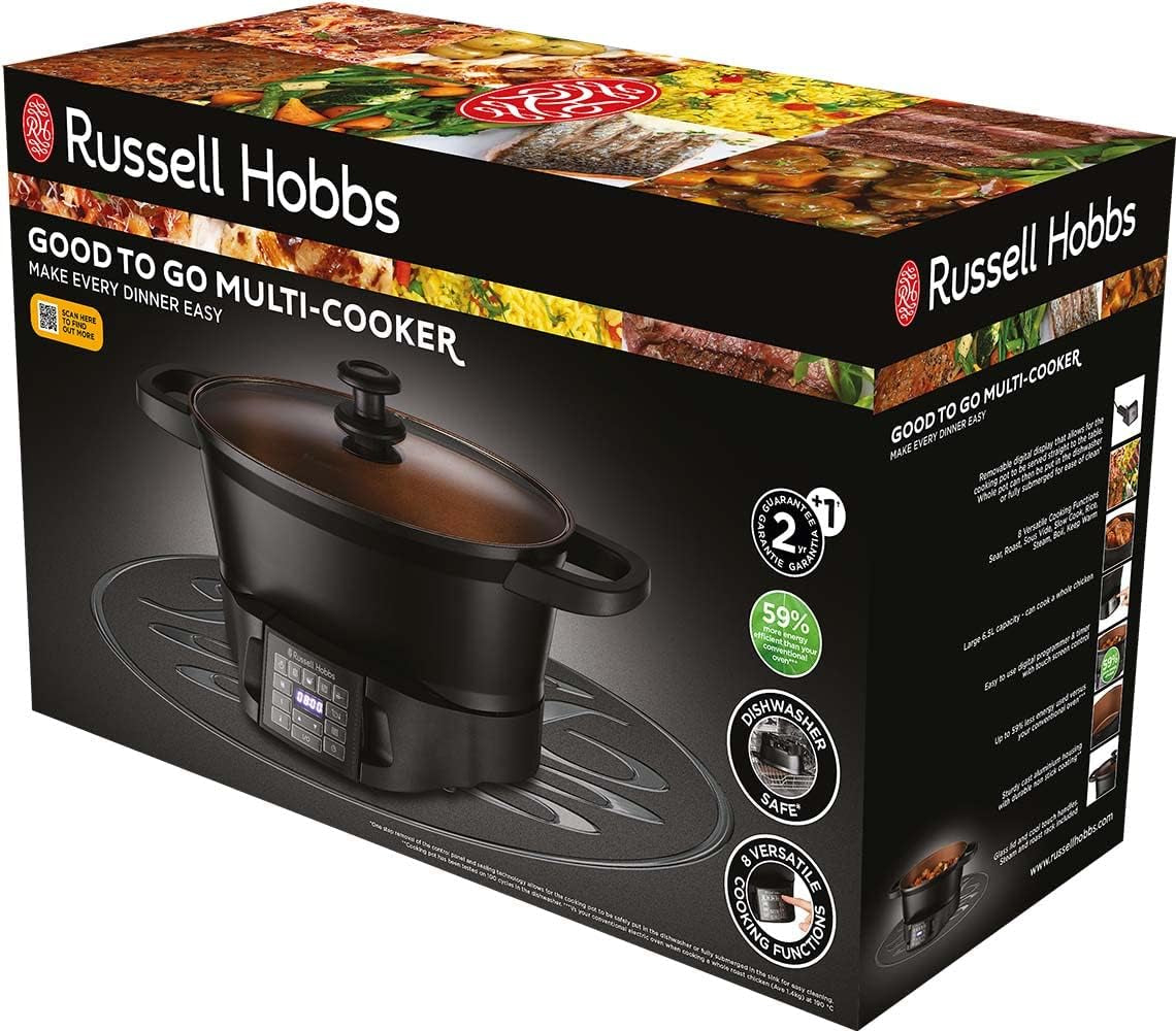 Multicooker Russell Hobbs 6,5L, display digitale, 8 funzioni di cottura Slow Cooker Naty Shop