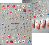 JMEOWIO 3D Nagelsticker Blume Nail Art Sticker Self-klebend Nagelaufkleber 5D Stereoscopico Frühling Sommer Floral Dekoration Nageldesign Zubehör 4 Blatt