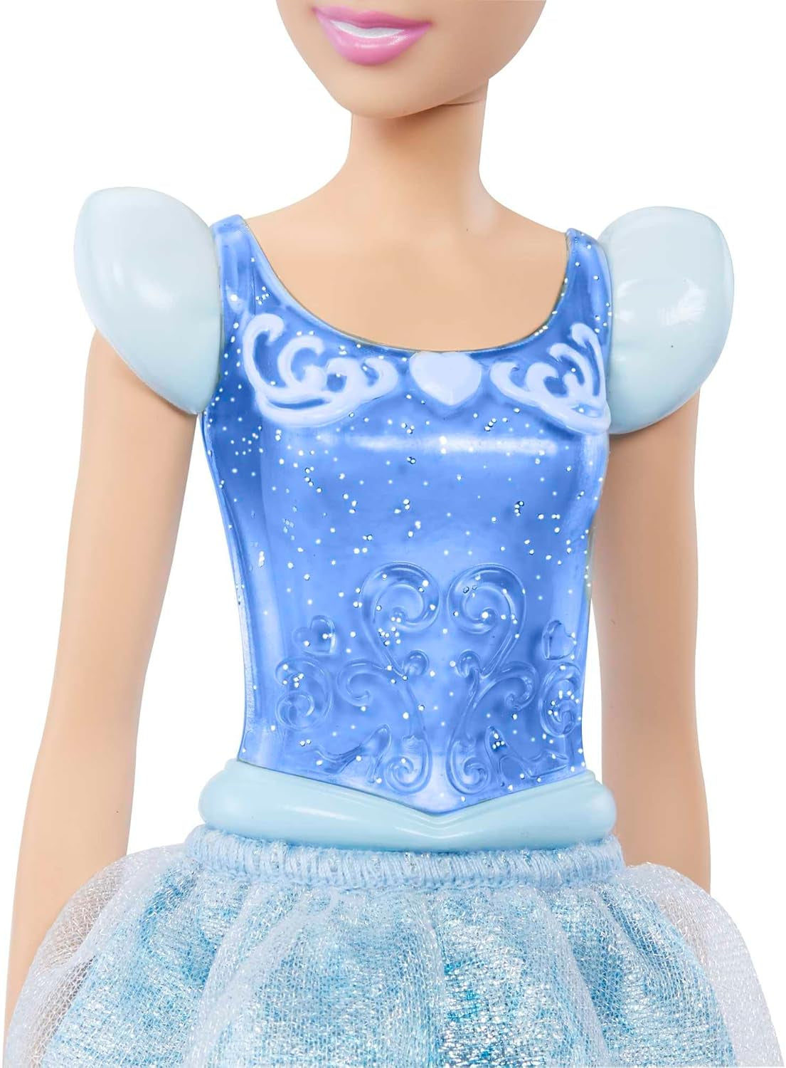 Mattel DISNEY Bambola mobile della Principessa Cenerentola con vestito scintillante, scarpe e tiara staccabili, capelli pettinabili per divertimento dal parrucchiere, dai 3 anni in su, HLW06 Naty Shop Dolls