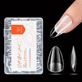 Modelones Nail Tips 216 pezzi - Set di punte per unghie a copertura totale, Set di punte in gel morbido, Punte per unghie in resina PMMA pre-lucidatura, Colla fai-da-te su unghie artificiali, Mandorle corte XS