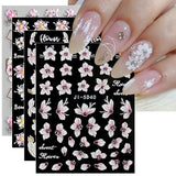 JMEOWIO 3D Nagelsticker Frühling Blume Nail Art Sticker Selbstklebend Nagelaufkleber 5D Stereoscopic Buntes Sommer Blumen Dekoration Nageldesign Zubehör 4 Blatt