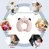 Cuscino per il collo Cuscino per il collo per bambini per aereo Auto treno Viaggio Cuscino da viaggio in memory foam per adulti Cuscino a forma di animale carino Cuscino a forma di U Fodera staccabile (Rosa2) Cuscini ortopedici cervicali Naty Shop