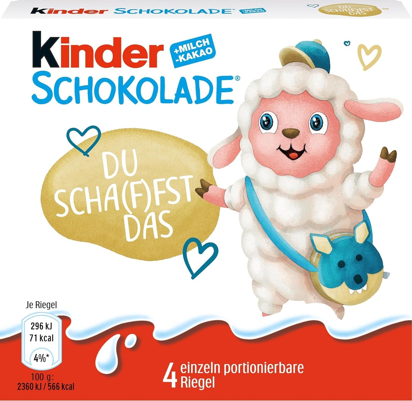 Kinder Chocolate (20 x 50 g) - Regalo di San Valentino per lui e per lei, dolci di Carnevale e Martedì Grasso - Barrette di cioccolato al latte ripiene - 20 confezioni da 4 barrette individuali ciascuna