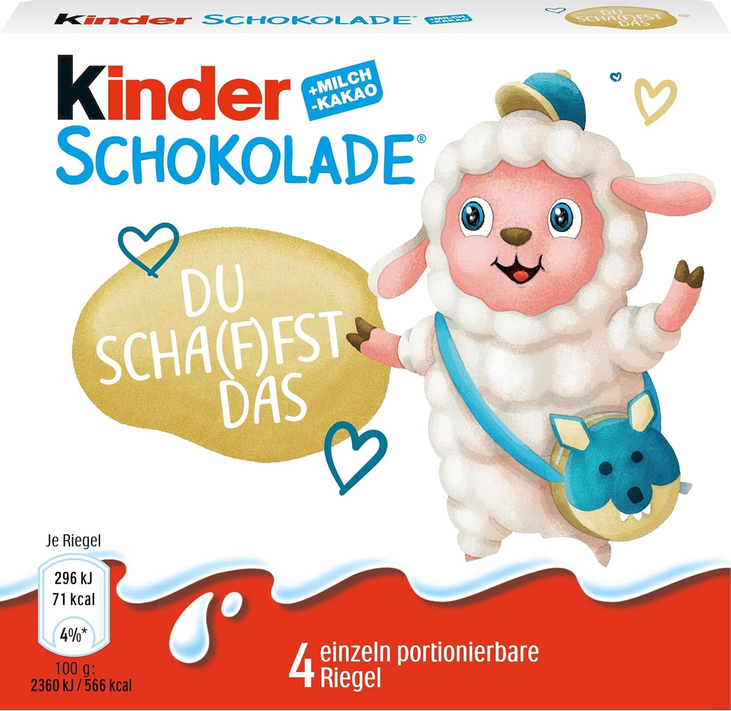 Kinder Chocolate (20 x 50 g) - Regalo di San Valentino per lui e per lei, dolci di Carnevale e Martedì Grasso - Barrette di cioccolato al latte ripiene - 20 confezioni da 4 barrette individuali ciascuna