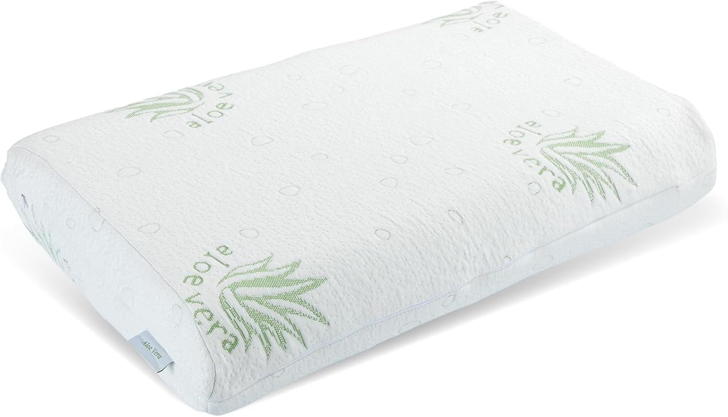 Cuscino di supporto per il collo Maximex Visco, cuscino di supporto traspirante con imbottitura in schiuma ergonomica, cuscino di supporto per il collo regolabile in altezza e altezza per un sonno ristoratore, con aloe vera Naty Shop Cuscini standard Titolo predefinito