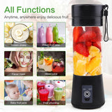 Mixer Smoothie Maker Tragbarer Entsafter: 380Ml Standmixer Shaker personale Proteinshake Mit 6 Edelstahlmesser Tragbar-Bpa-Freie Mit Usb-Mixbecher Für Shakes,Saftoutdoor,Schwarz Bucatarie Naty Shop