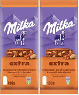 Milka Extra Caramel Salt Mandorla - Cioccolato al latte alpino con pezzetti di caramello, mandorle e un pizzico di sale - 190g