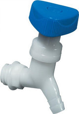 Hünersdorff | Valvola ad angolo | Coltara | Per contenitori con una larghezza della filettatura di 22 mm | Attacco tubo 13 mm o 1/2" | Naturale/blu