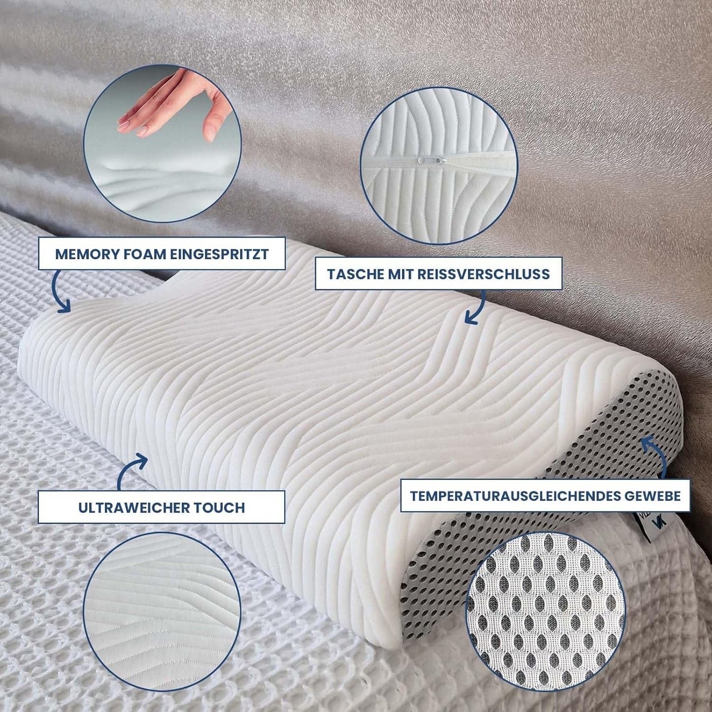 Valentia Medical Cuscino di Supporto per Collo in Memory Foam Cuscino Ortopedico per Dolore al Collo Cuscino per Collo in Memory Foam Fodera Lavabile Ultra Morbida Cuscini Ortopedici Cervicali Naty Shop