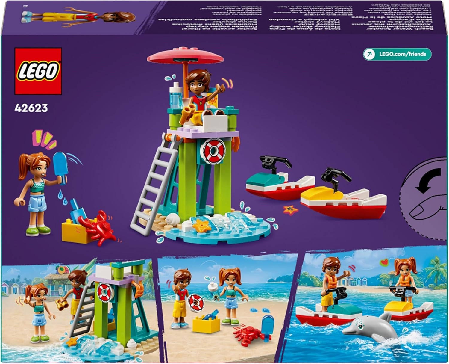 Torre di osservazione del bagnino LEGO Friends con moto d'acqua, giocattolo per bambini, idea regalo per ragazze e ragazzi dai 5 anni con 2 personaggi e un delfino, giocattolo di moto d'acqua 42623 Set da costruzione Besuche den LEGO-Store