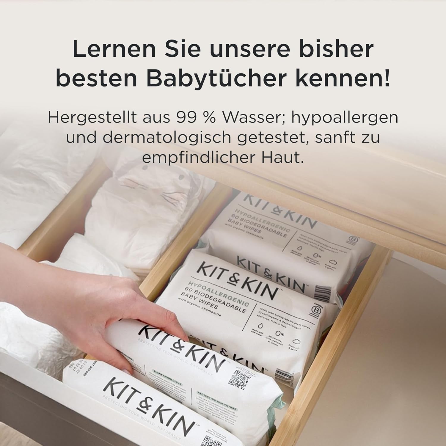 Pannolini Kit & Kin Premium, taglia 4 (9-14 kg), 128 pezzi, a base vegetale e ipoallergenici, protezione affidabile dalle perdite, vegani e cruelty free