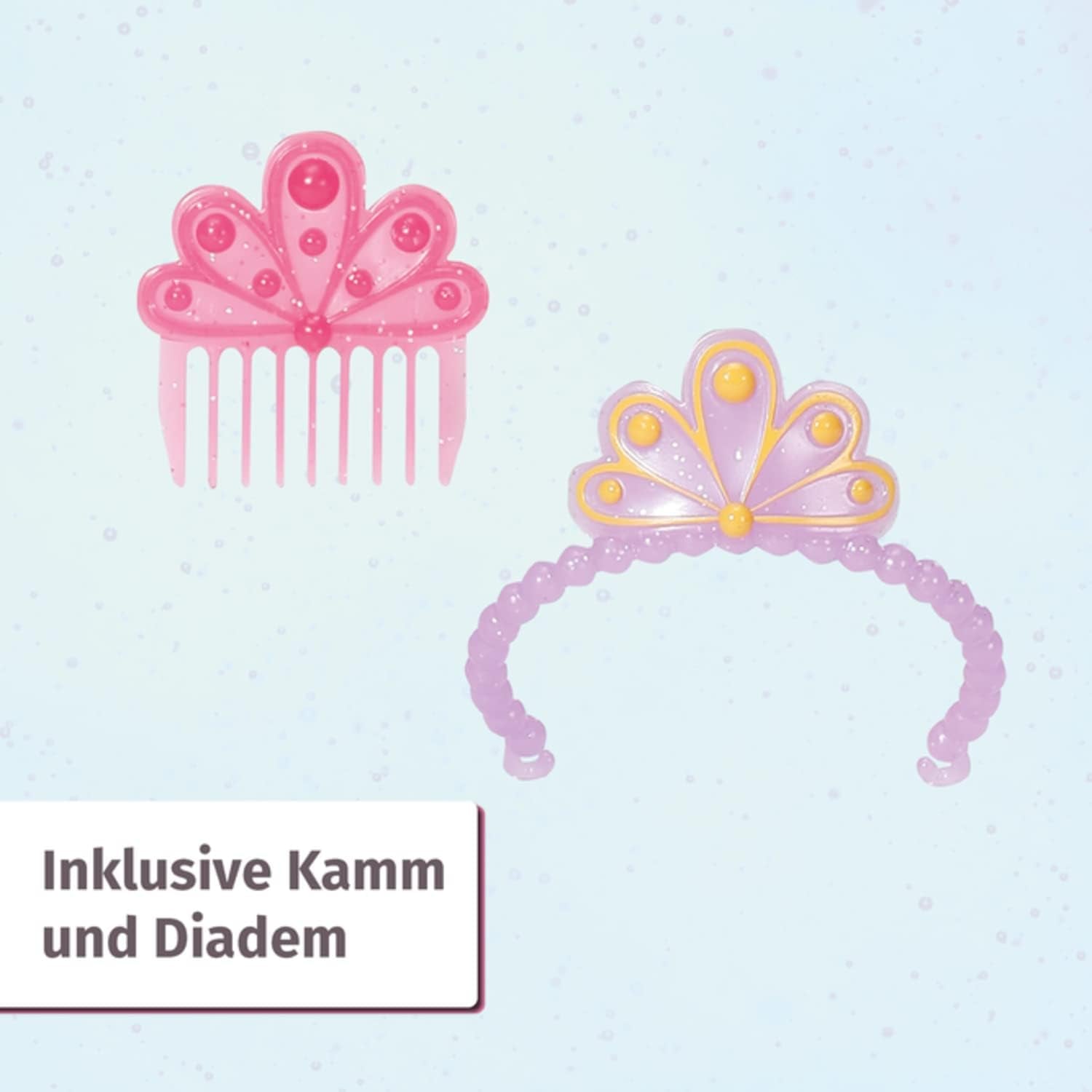 BABY Born Little Sister Sirena 46 cm Bambola sirena impermeabile con capelli lunghi e pinna glitterata mobile, incl. diadema e pettine, 833681 Zapf Creation Dolls Naty Shop