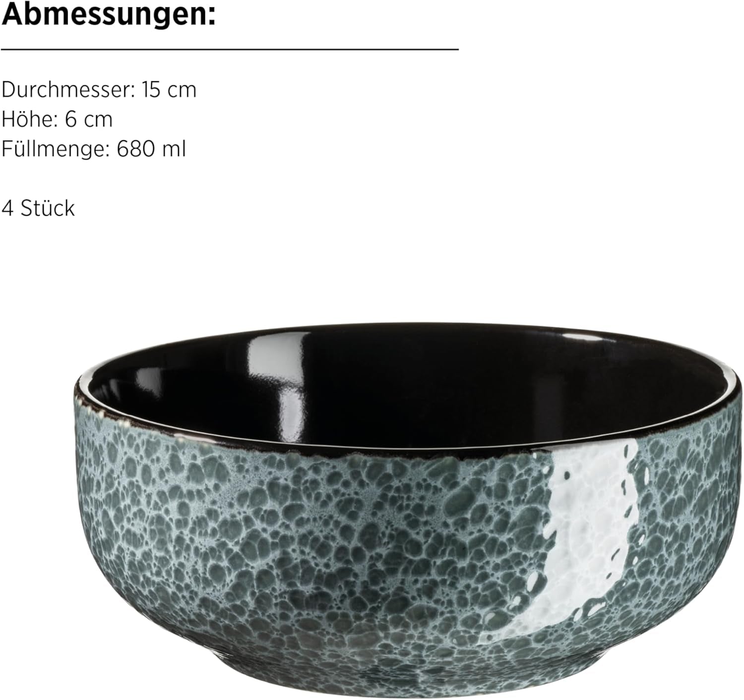 MÄSER 934110 Serie Filippa, Servizio da tavola in ceramica per 4 persone, Servizio da tavola moderno combinato con 16 pezzi; Piatti, ciotole e tazze con smalto reattivo in verde e nero, Gres, Verde