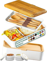 Portapranzo Umami per adulti, Bento Box impilabile a tenuta stagna con 4 posate e scomparti, Portapranzo per adulti, Contenitore per insalata da asporto, Portapranzo da picnic/ufficio, Grigio antracite, 1500 ml