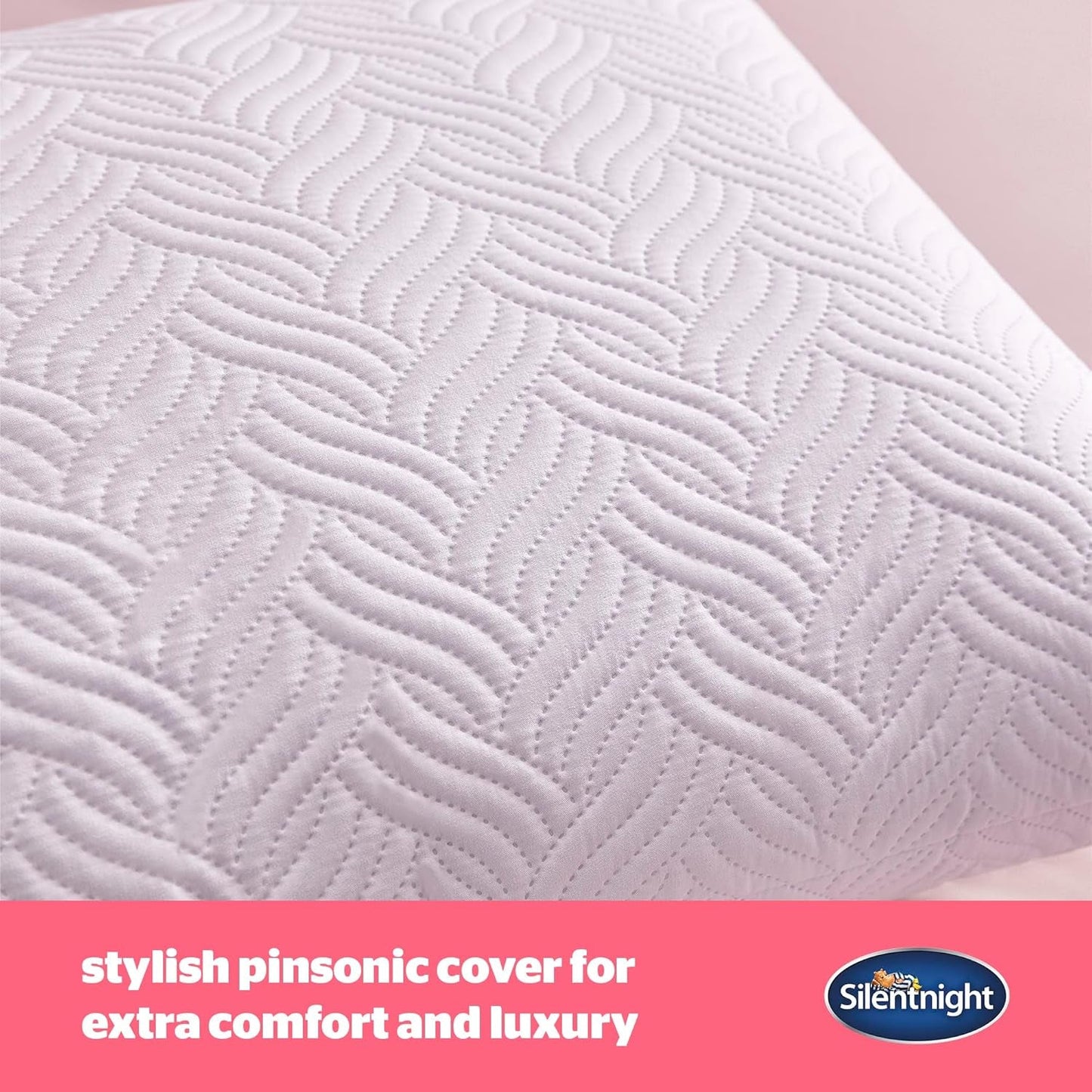 Silentnight Ultimate Pillow - Cuscino da letto morbido e di supporto con fodera trapuntata di lusso Pinsonic Soft Touch, lavabile in lavatrice e ipoallergenico per chi dorme sulla schiena e sul fianco, 1 pezzo di cuscini standard Naty Shop
