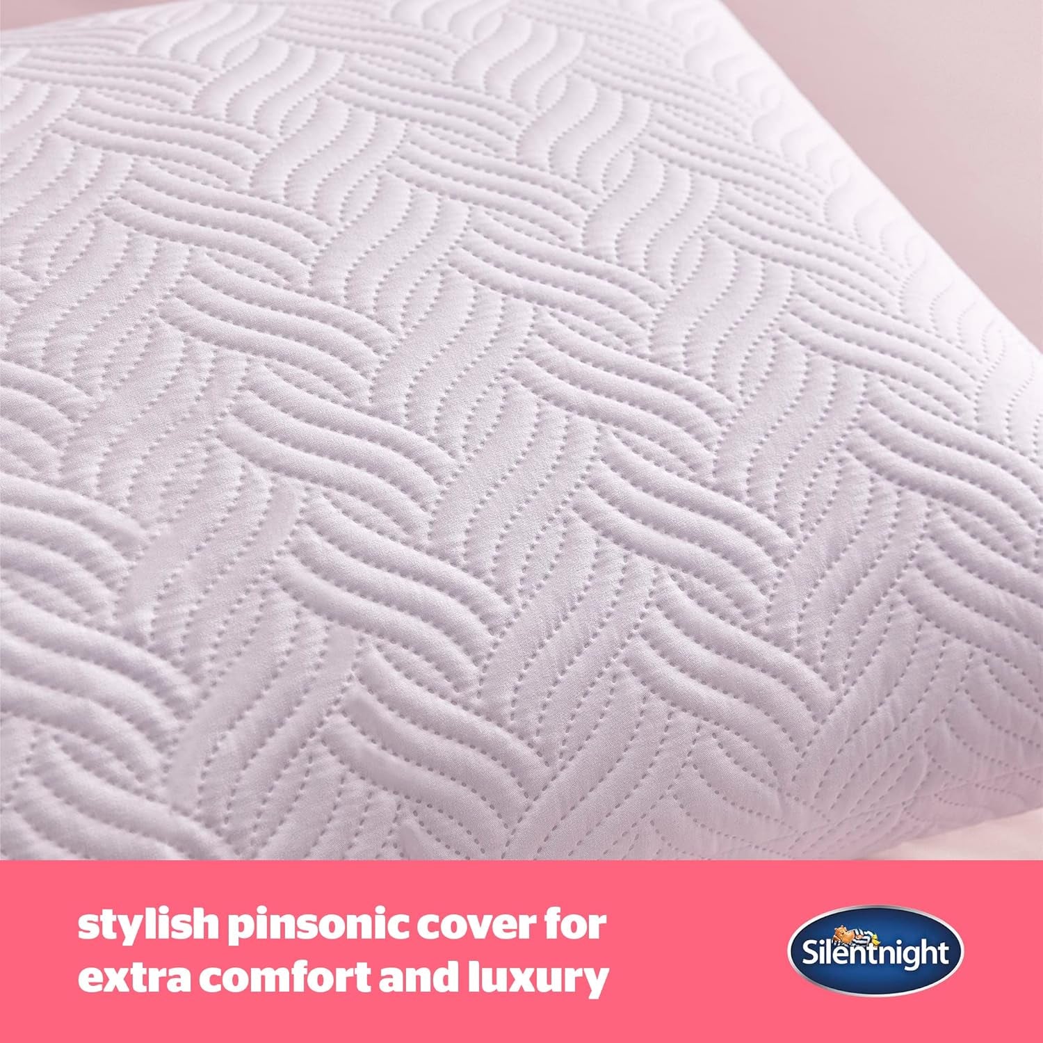 Silentnight Ultimate Pillow - Cuscino da letto morbido e di supporto con fodera trapuntata di lusso Pinsonic Soft Touch, lavabile in lavatrice e ipoallergenico per chi dorme sulla schiena e sul fianco, 1 pezzo di cuscini standard Naty Shop