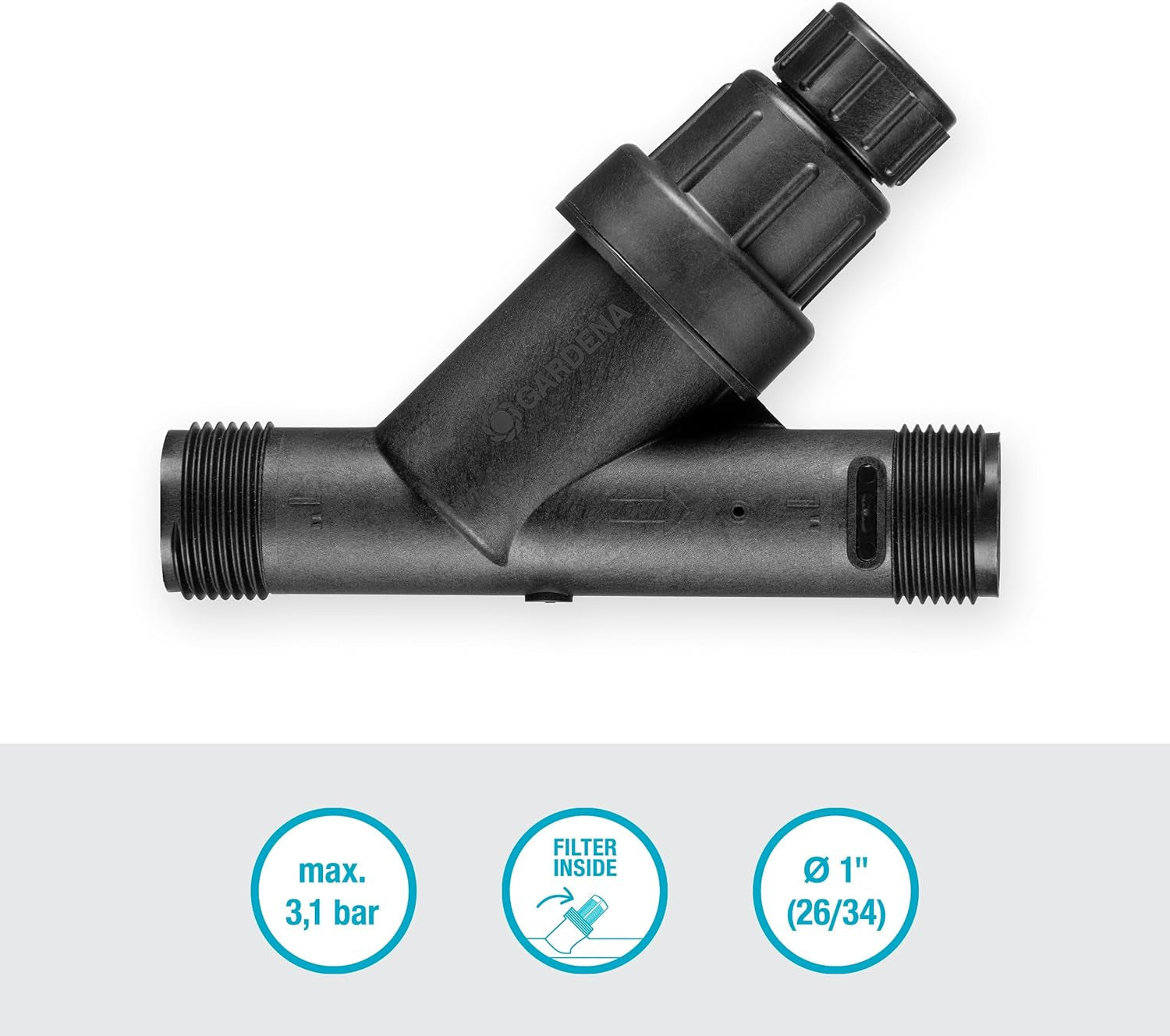 Riduttore di pressione per sistema di irrigazione Gardena: regolatore di pressione per una pressione dell'acqua costante fino a 3,1 bar, accessorio per l'irrigazione del giardino per compensare le fluttuazioni di pressione (8200-20)