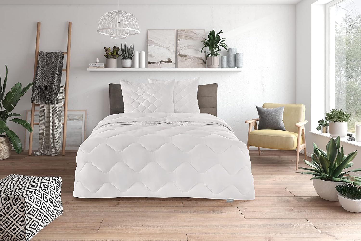 Traumnacht Cozy - Completo letto 4 stagioni, 1 set piumino divisibile 135 X 200 e 1 cuscino 80 X 80 cm, certificato Ã-ko Tex, bianco, sviluppato in Germania, (confezione da 2) Set piumini e trapunte 4 stagioni 200 X 200 Naty Shop