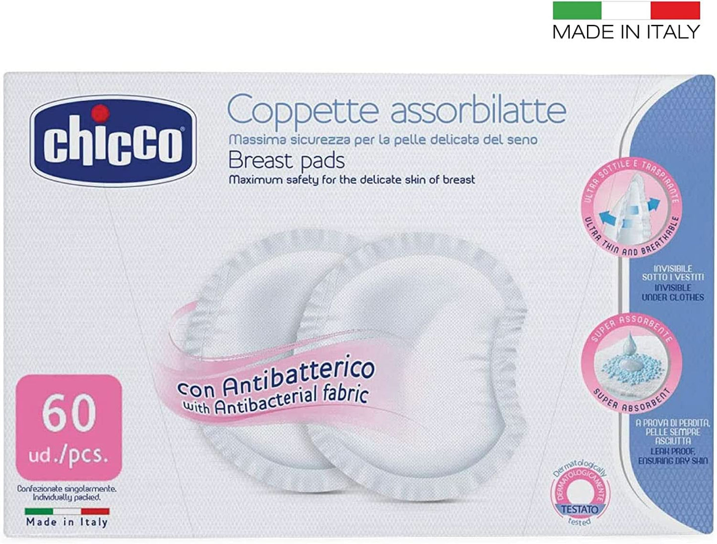 Assorbenti Antibatterici Chicco Naturalfeeling, 60 pz Accessori Alimentazione e Allattamento Bebe Naty Shop