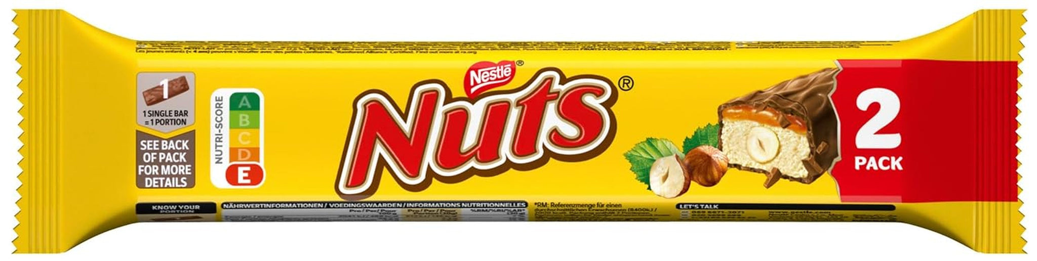 Tavolette di cioccolato NESTLÉ 2Pack, i classici con nocciole intere e caramello ricoperti di cioccolato al latte, confezione da 24 (24 x 2 x 30g)