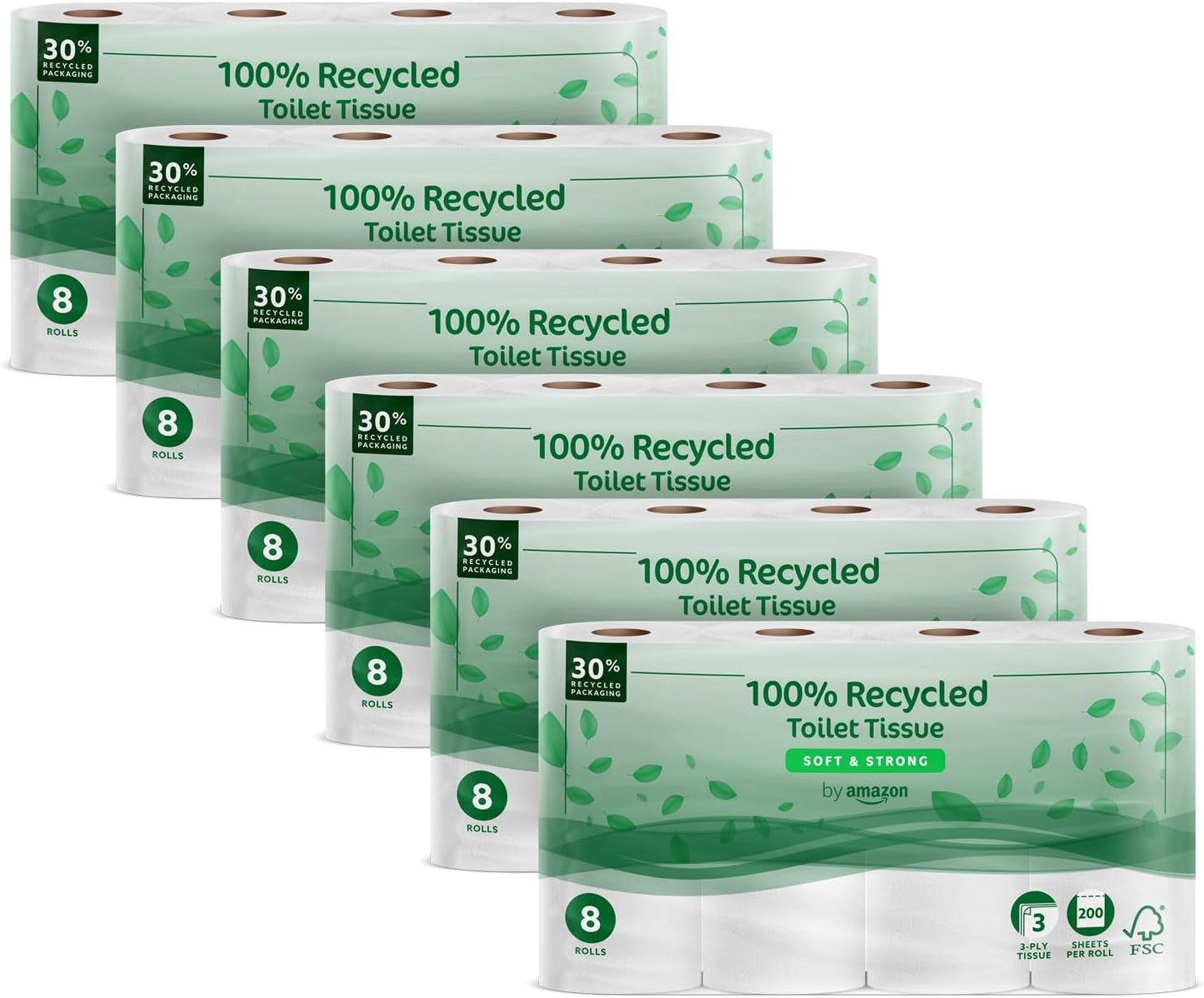 By Amazon Carta igienica, Trapuntata a 3 veli, Morbida e vellutata, 36 Rotoli (9 Rotoli, Confezione da 4), 200 Fogli per Rotolo, Certificato Fsc