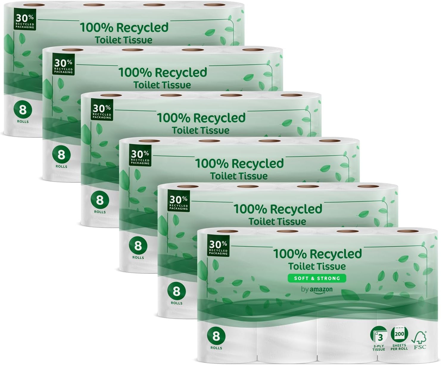 By Amazon Carta igienica, Trapuntata a 3 veli, Morbida e vellutata, 36 Rotoli (9 Rotoli, Confezione da 4), 200 Fogli per Rotolo, Certificato Fsc