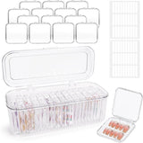 INMORVEN Set di scatole per unghie - 14 scatole trasparenti per unghie + 1 scatola grande e 60 dischi adesivi - Ideale per conservare unghie finte, accessori per unghie in gel e smalto (14 pezzi in uno strato)