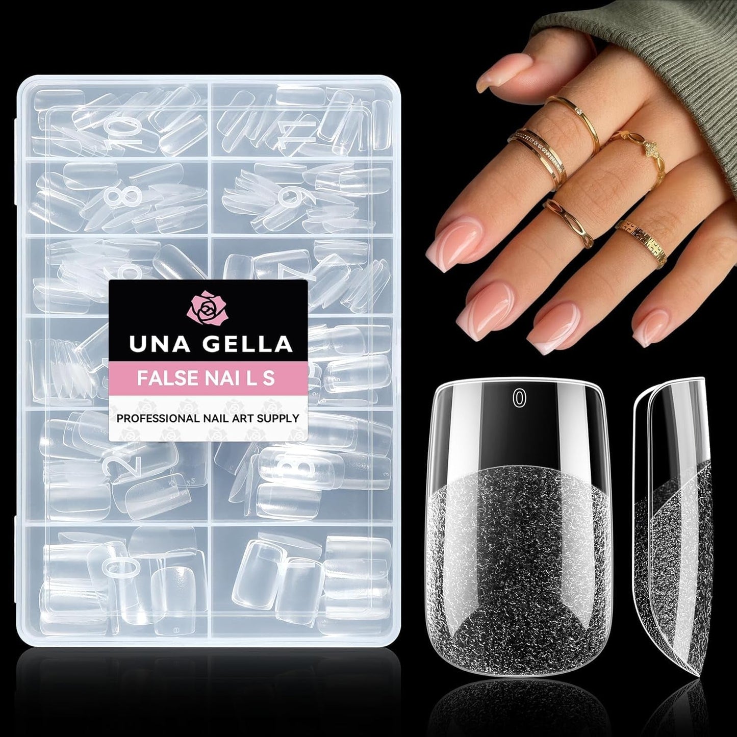 Punte per unghie in gel ballerina 216 pezzi 12 dimensioni Punte per unghie in gel morbido Copertura completa Set di estensioni per unghie Semi opaco Fai da te Home Art