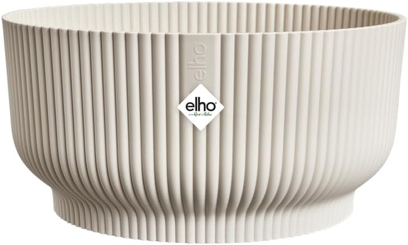 elho Vibes Fold Bowl 25 - Vasi da fiori per interni - 100% plastica riciclata - Ø 24,9 x H 12,1 cm - Bianco/Lino bianco