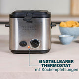 Mini friggitrice per fonduta Princess 182611 - Riscaldamento rapido - Filtro antiodore - Capacità 1,2 litri, Argento Elettrodomestici Naty Shop